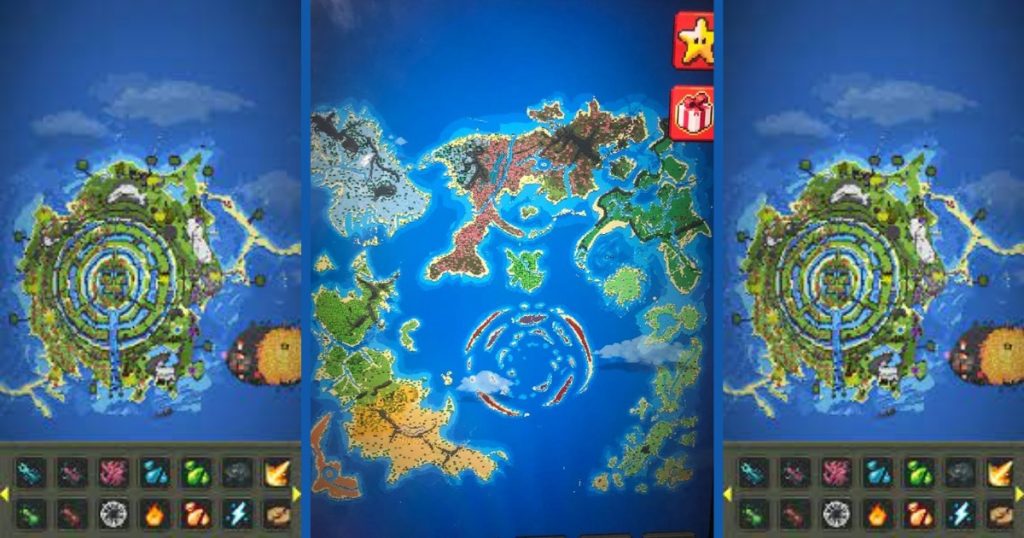 Worldbox map showing different locations.